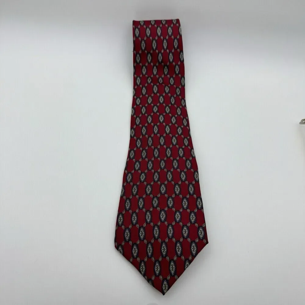 Vintage Johnny Carson Red Italian Silk Paisley Tie Burgundy Classic Prep 80s 90s